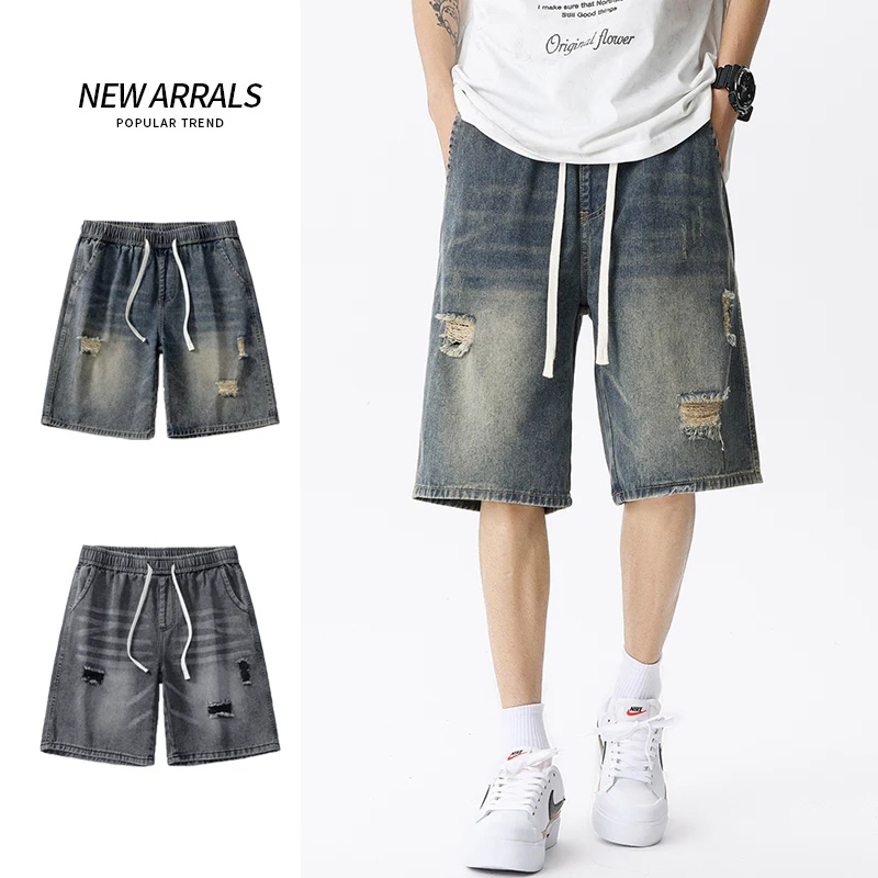 Men'S Shoes With Jeans - Verão fino denim shorts masculino retro
