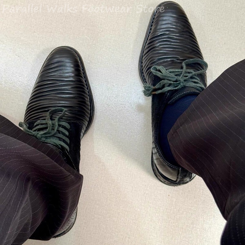 Men'S Shoes Smart - Sapatos Derby Masculinos de Couro Plissado