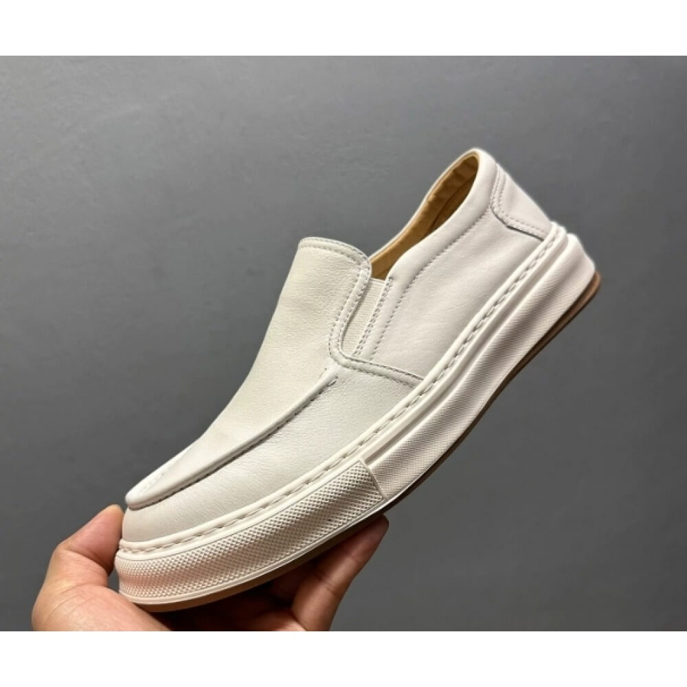 Men'S Shoes Smart - Mocassins Casuais de Couro Branco Luxuosos