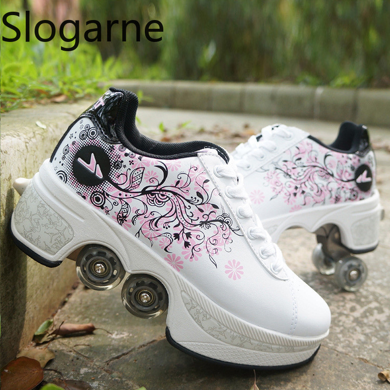 Men'S Shoes To Women'S - Mulher 4 rodas deformação patins sapatos