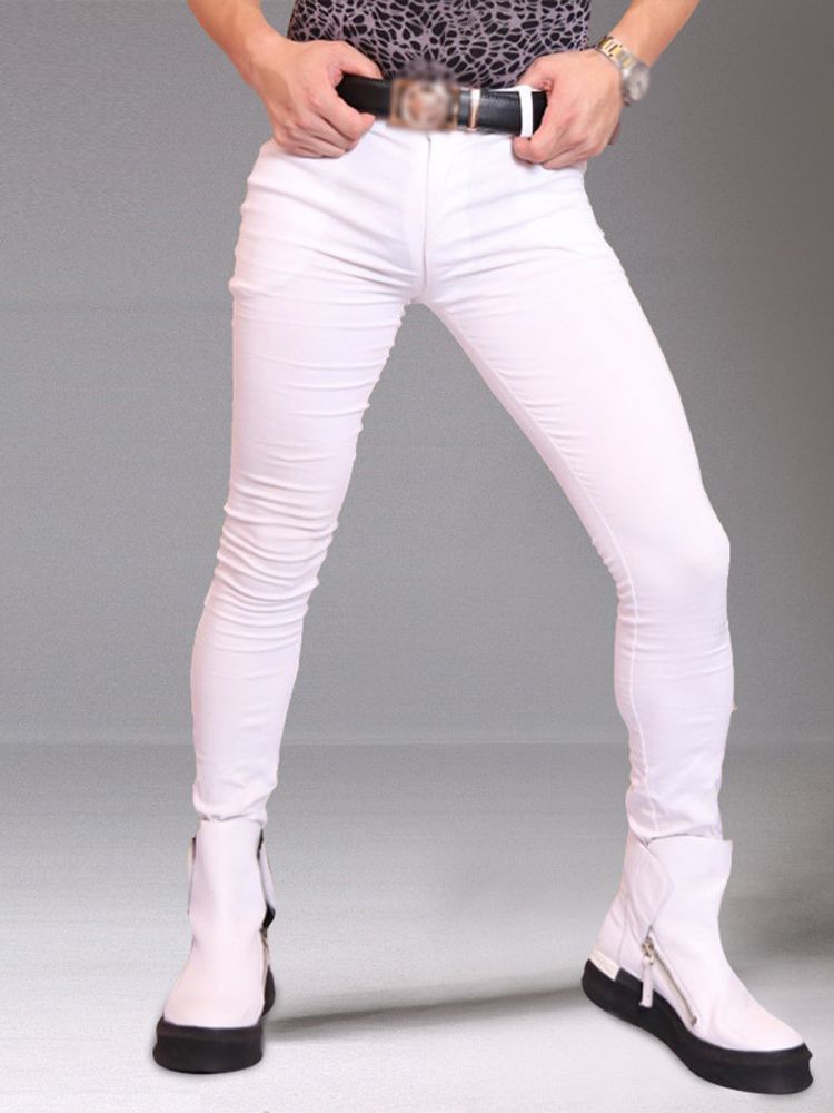 Men'S Shoes With Jeans - Calças jeans elásticas masculinas, calças lápis,