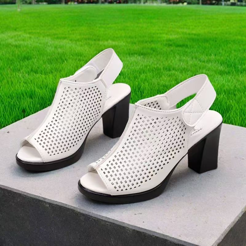 Velcro Strap Sandal - Sandálias Femininas de Salto Alto Tamanhos