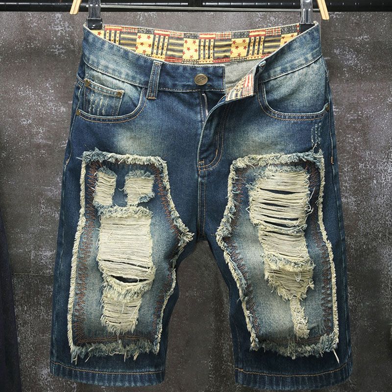 Men'S Shoes With Jeans - Novos shorts jeans masculinos de cinco