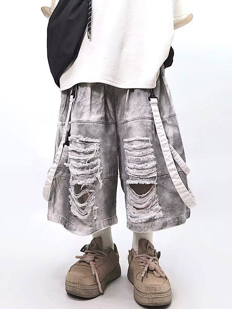 Men'S Shoes With Jeans - Jeans Rasgados Retro Hip-hop Masculinos, Moda
