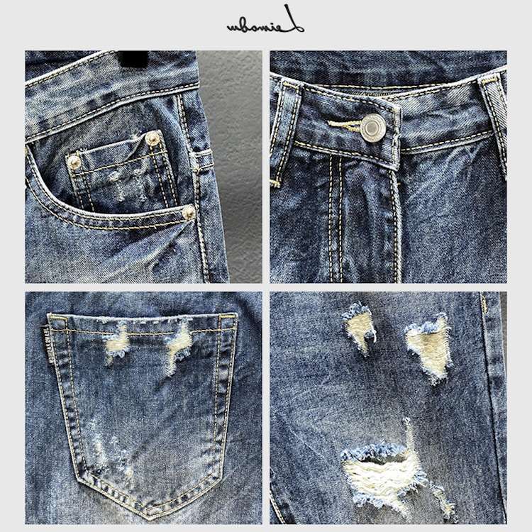 Jeans de nove pontos com furos - Men'S Shoes With Jeans avaliação e preço