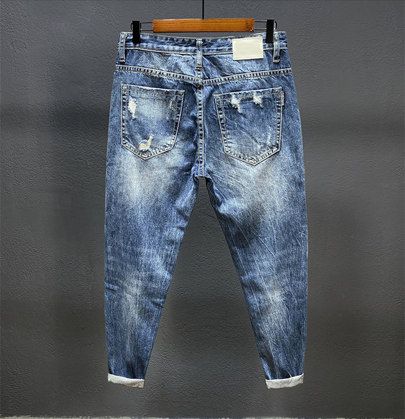 Jeans de nove pontos com furos - Men'S Shoes With Jeans avaliação e preço