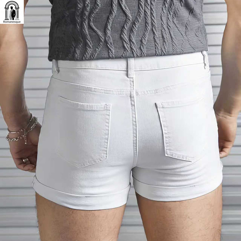 Shorts de Denim Branco Slim Fi - Men'S Shoes With Jeans avaliação e preço