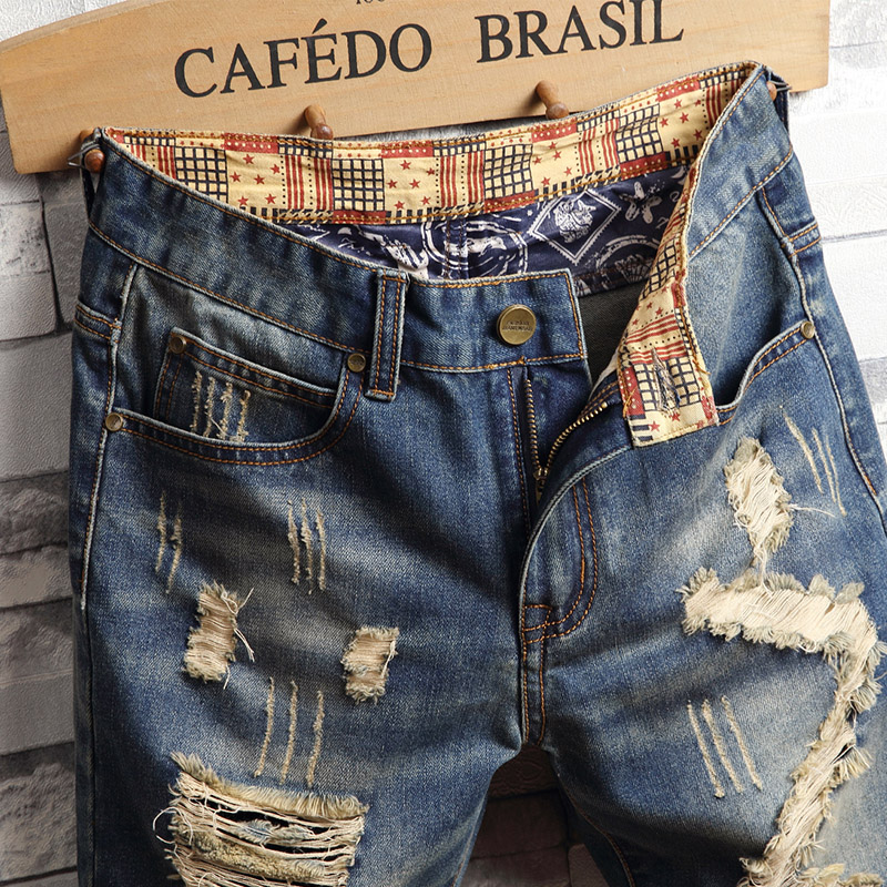 Shorts de Denim Rasgado Estilo - Men'S Shoes With Jeans avaliação e preço