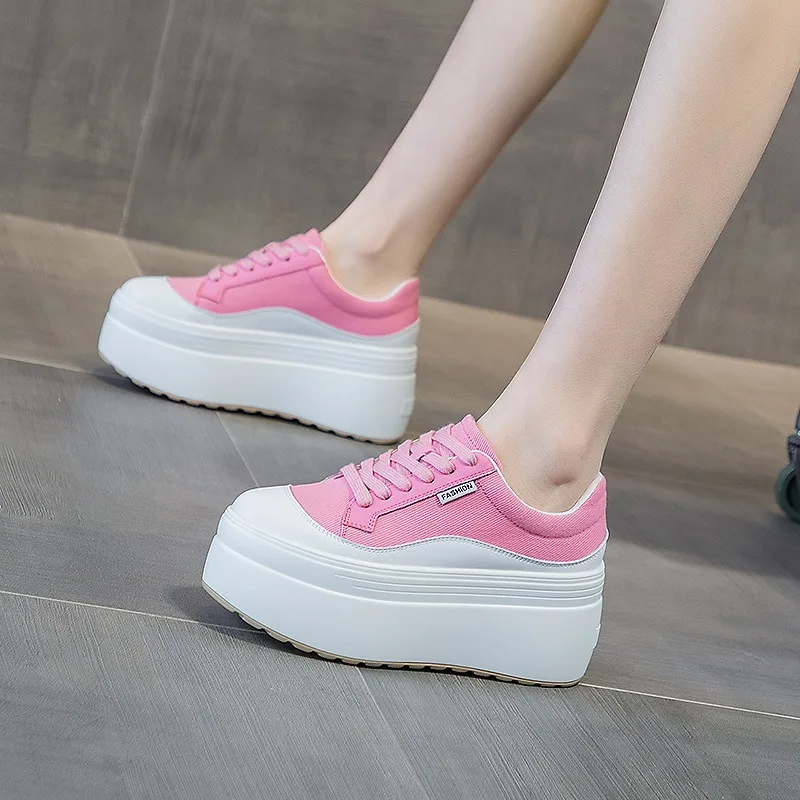 8cm nova lona de couro genuíno - Canvas Sneaker High avaliação e preço