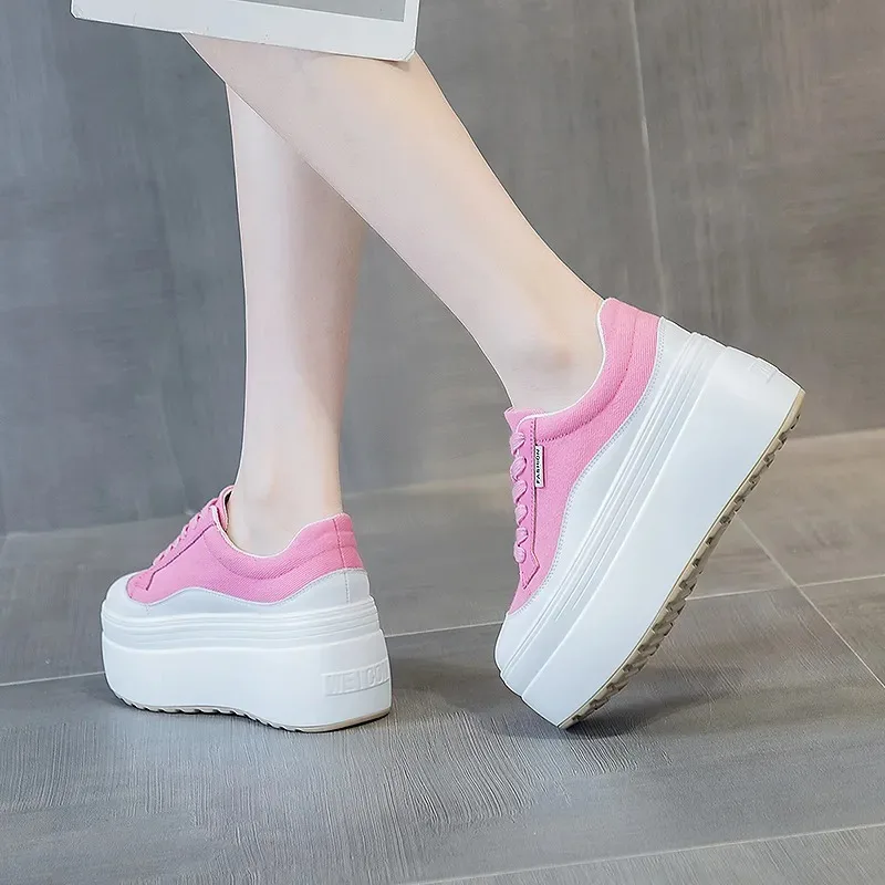 8cm nova lona de couro genuíno - Canvas Sneaker High avaliação e preço