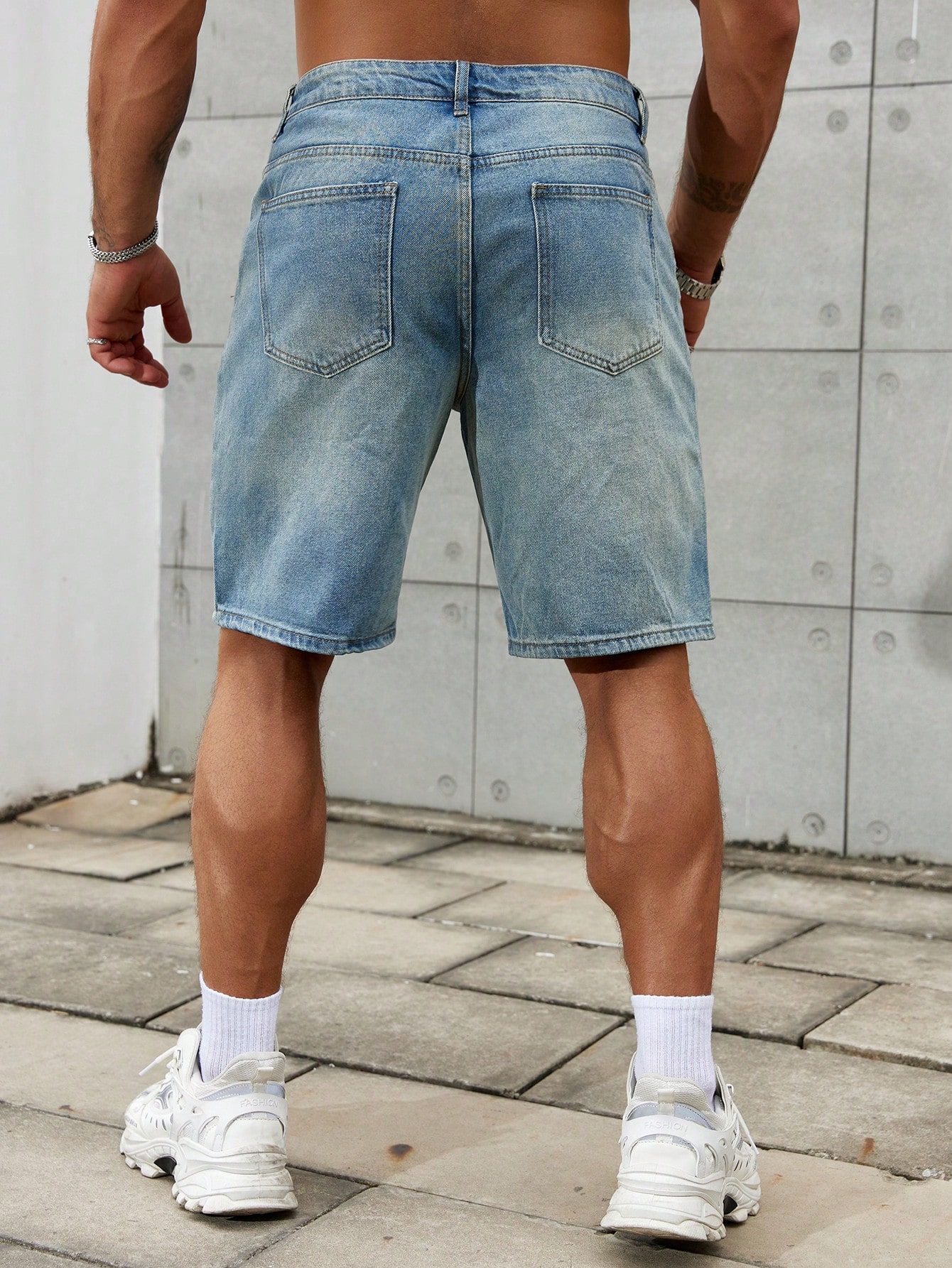 Jeans curto de algodão rasgado - Men'S Shoes With Jeans avaliação e preço