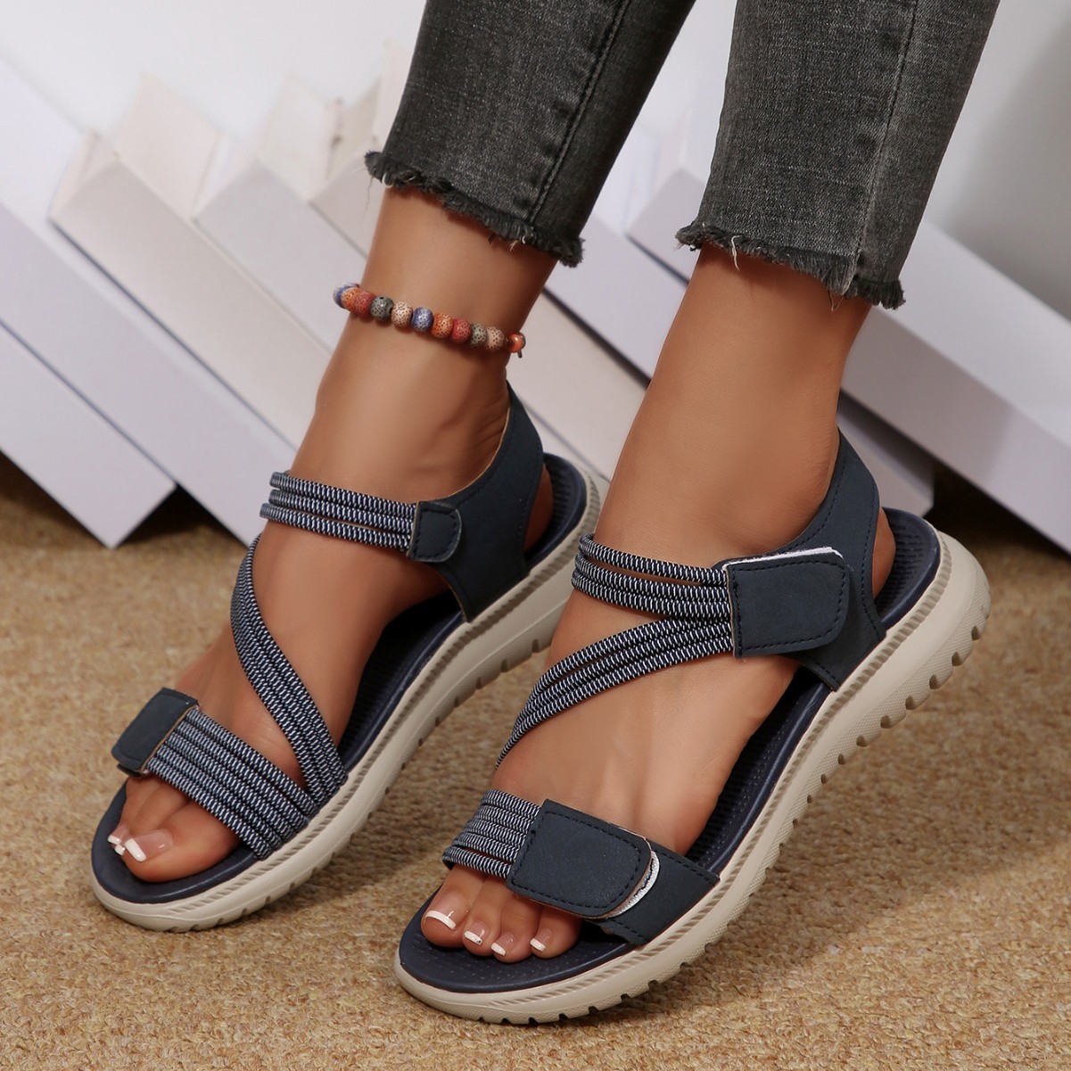 Novas Sandálias de Verão Femin - Velcro Strap Sandal avaliação e preço