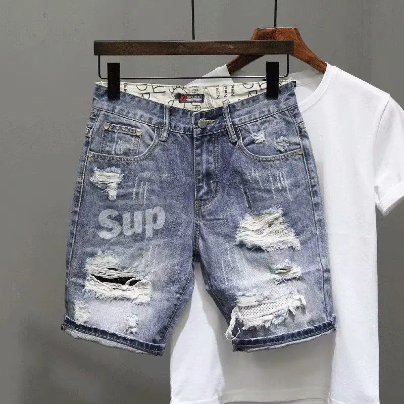 Shorts jeans rasgados preto e  - Men'S Shoes With Jeans avaliação e preço